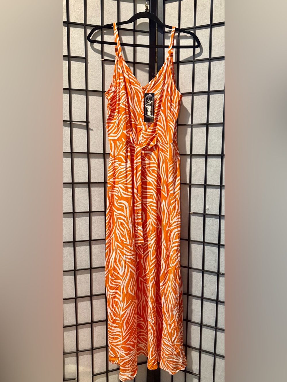 Orange and White Printed Dress - Bold Zebra Stripe